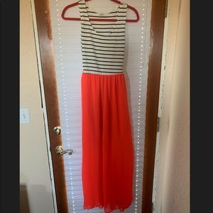 Coral and stripe dress